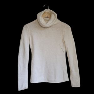 Angora Rabbit Fur Cowl Neck Sweater by Kenar, White/ Off White, Small